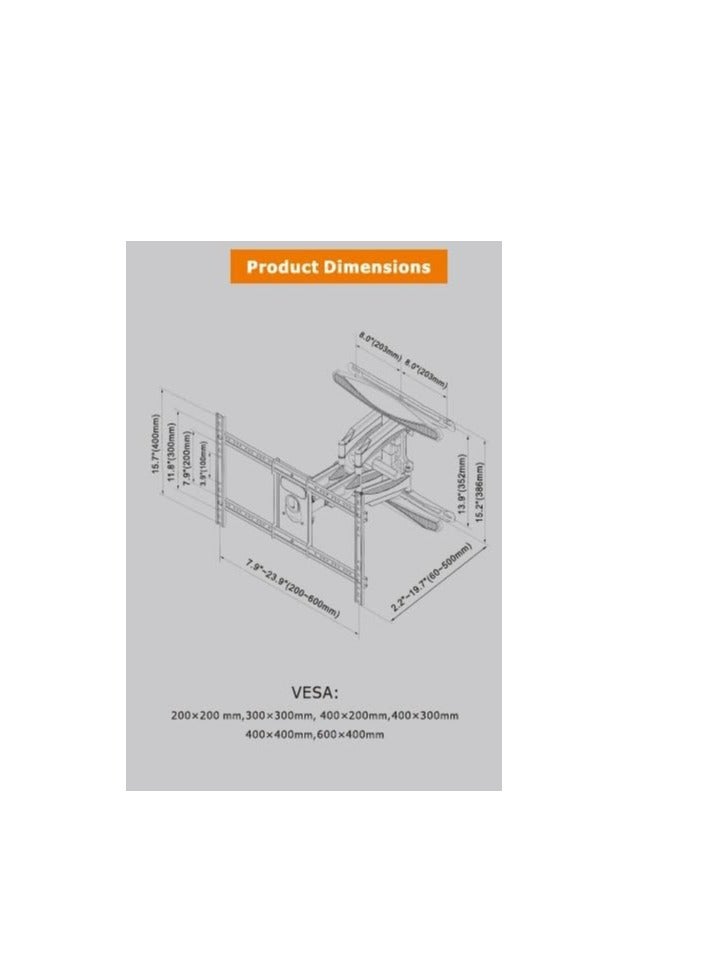 ترومان حامل جداري للتلفزيون P65 قابل للتحريك P65 55-85 بوصة - أسود - Image 2