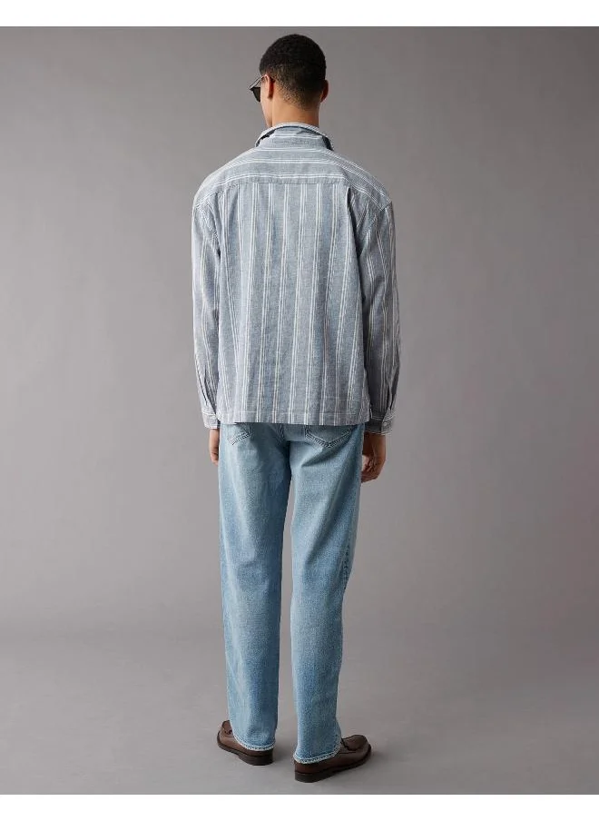 امريكان ايجل Linen-Blend Mechanic Regular Fit  Striped Shirt