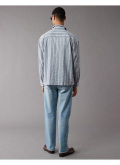American Eagle Linen-Blend Mechanic Regular Fit  Striped Shirt  - Image 2