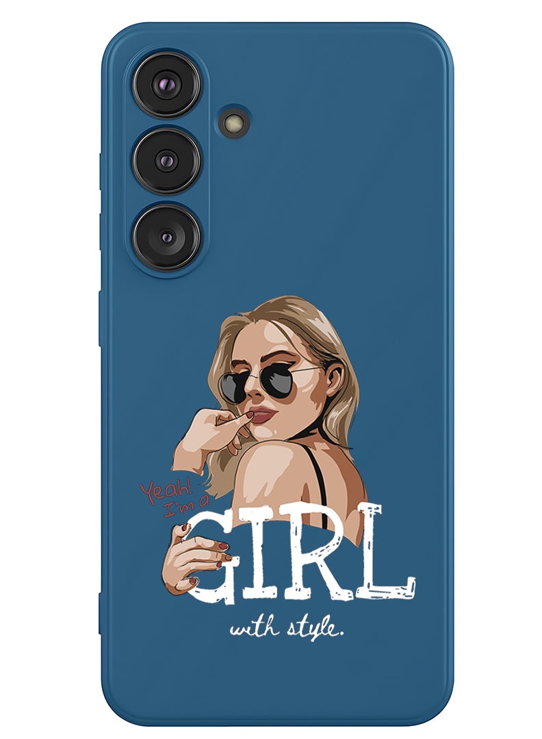 Theodor Protective Slim Fit Case Liquid Silicone Cover with Full Body Protection Anti-Scratch Shockproof Case For Samsung Galaxy S25 (Blue) - Girl with Style - White - Image 1