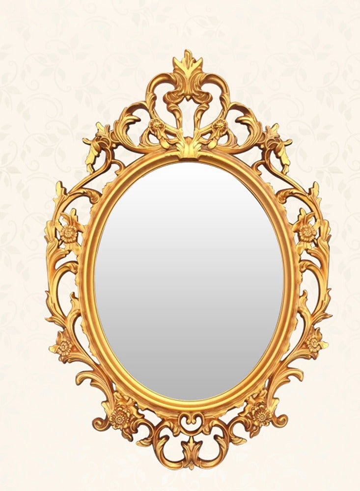 LINGWEI Vintage Ornate Wall Mirror Classic Decorative Oval Mirror with Elegant Plastic Frame - Image 1
