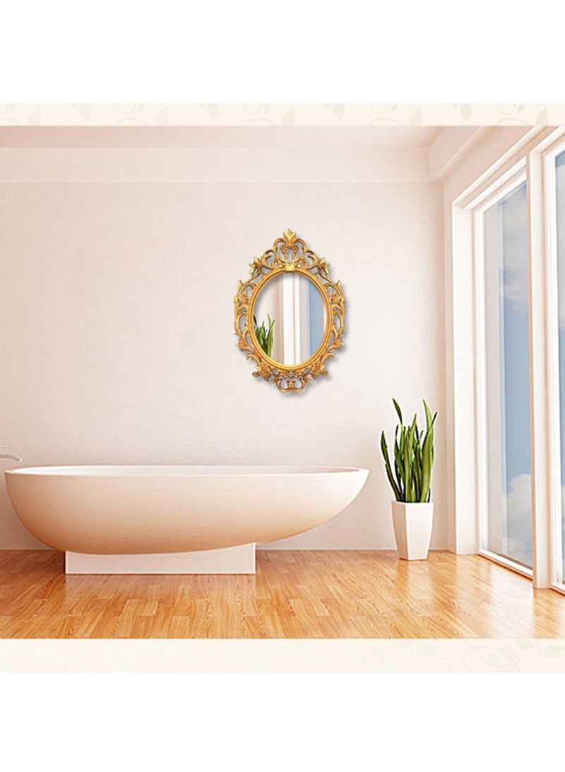 LINGWEI Vintage Ornate Wall Mirror Classic Decorative Oval Mirror with Elegant Plastic Frame - Image 3