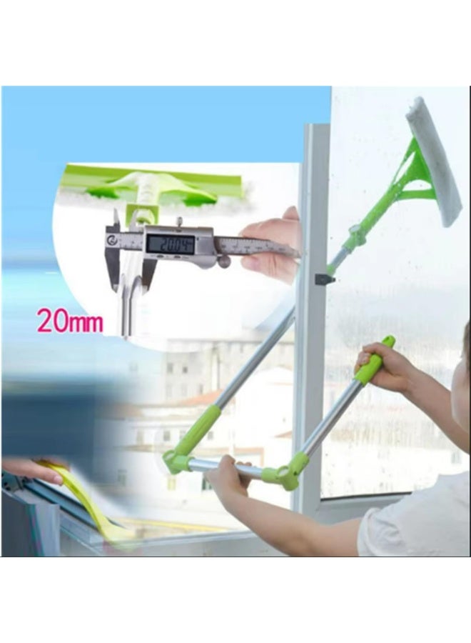 Telescopic Window Cleaning Mop - Adjustable 88-133cm Aluminum Pole with Dual-Sided Scraper & Sponge for High-Rise Glass, Mirrors - Image 2