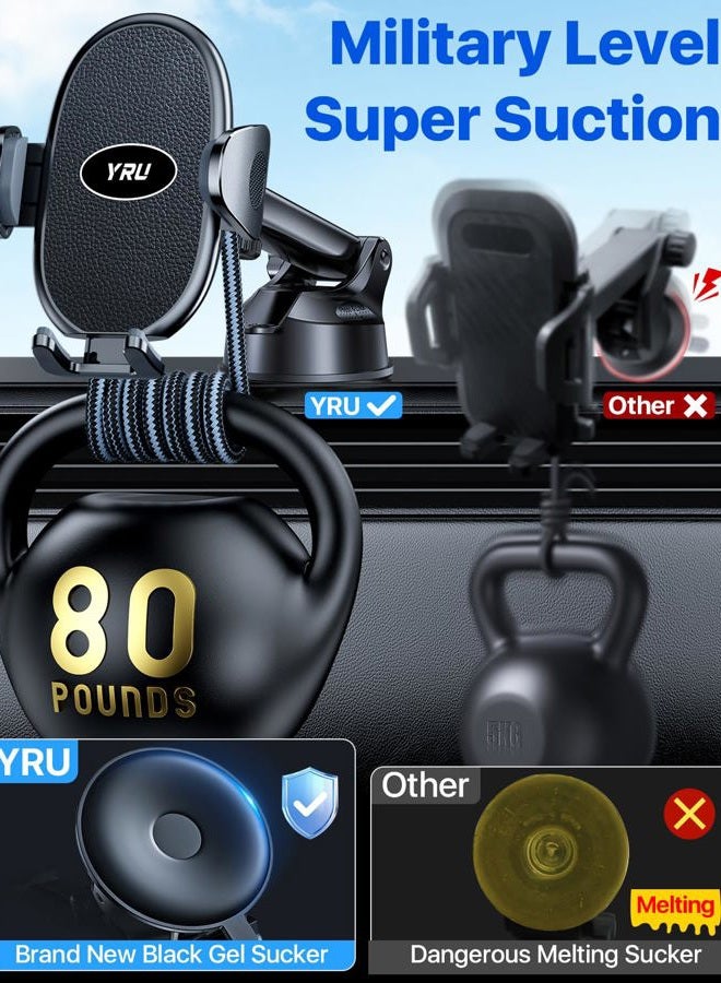 YRU car phone holder car mount alloy arm phone holder car dashboard phone holder windshield air vent - Image 2