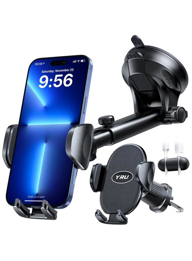 YRU car phone holder car mount alloy arm phone holder car dashboard phone holder windshield air vent - Image 1