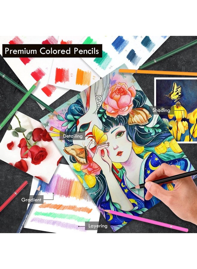 KALOUR 180 Colored Pencil Set for Adults Artists - Rich Pigment Soft Core -12 Metallic Pencil - Ideal for Coloring Drawing Sketching Shading Blending - Vibrant Color（Tin Case） - Image 2