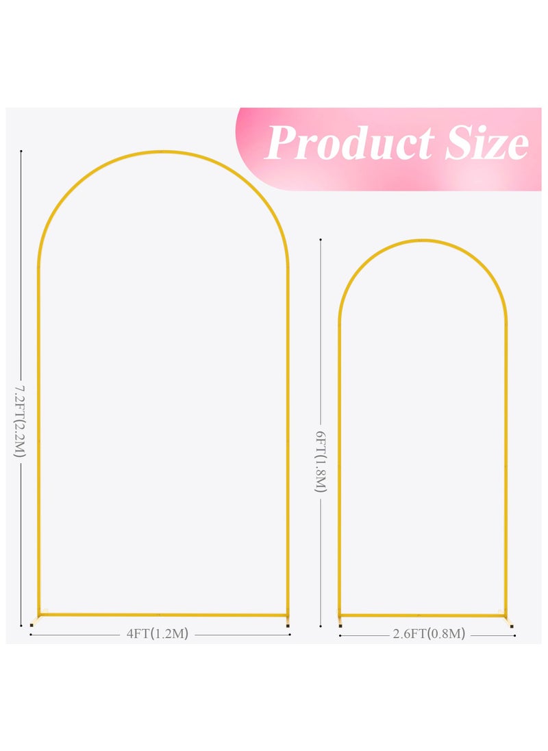 XiuWoo - Set of 2 Wedding Arch Backdrop Stand 220cm and 180cm Gold Metal Arch Stand for Birthday Party Wedding Ceremony Baby Shower Graduation Decoration - Image 1