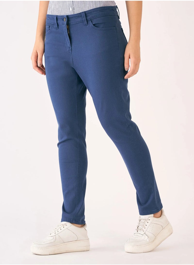 Salt Attire Women's Mid Rise Slim Fit Pants with Fly Front Zip Closure, Front Slash Pockets, and Back Pocket Versatile Trousers for Effortless Style in Professional and Casual Settings  - Image 1