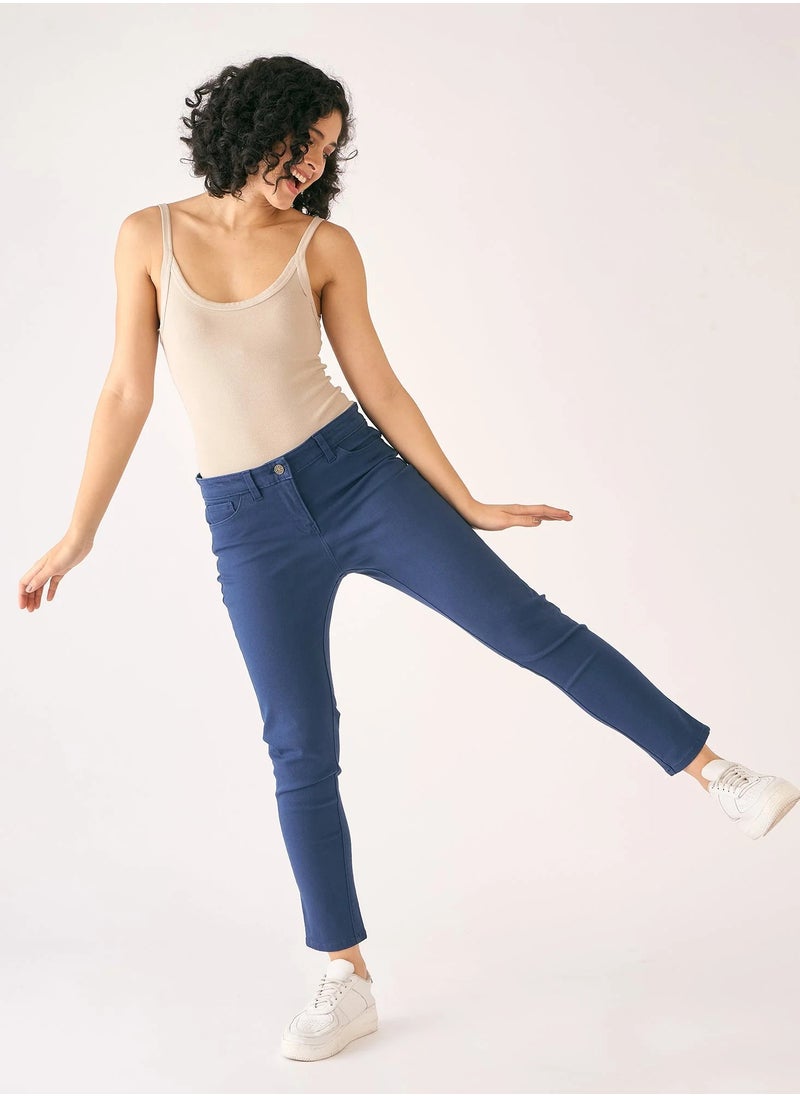 Salt Attire Women's Mid Rise Slim Fit Pants with Fly Front Zip Closure, Front Slash Pockets, and Back Pocket Versatile Trousers for Effortless Style in Professional and Casual Settings  - Image 2
