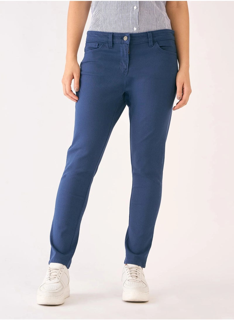 Salt Attire Women's Mid Rise Slim Fit Pants with Fly Front Zip Closure, Front Slash Pockets, and Back Pocket Versatile Trousers for Effortless Style in Professional and Casual Settings  - Image 3