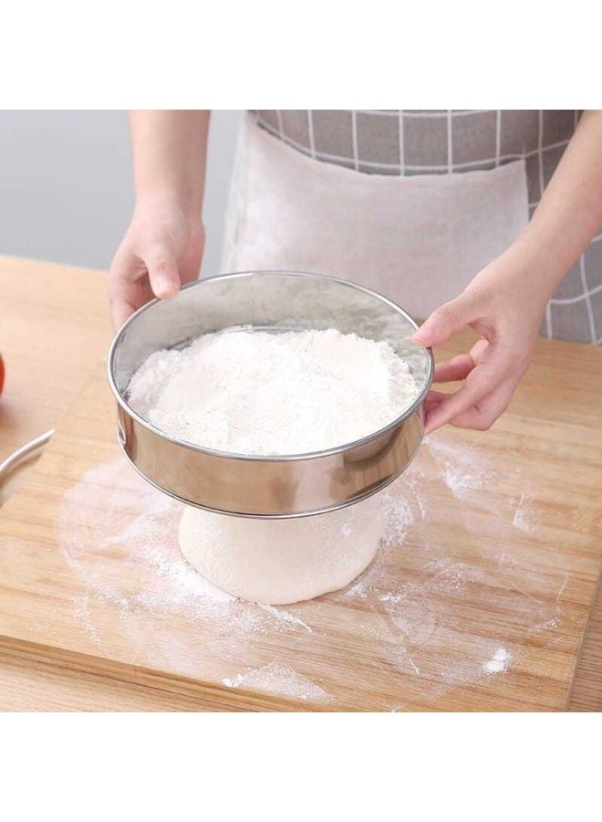 Stainless Steel Flour Sieve Handheld Round Filter Mesh Ultra-Fine Sieve Kitchen Special Baking Tools Mesh Sieve-Specifications:Mixed 23cm + 15cm  - Image 2