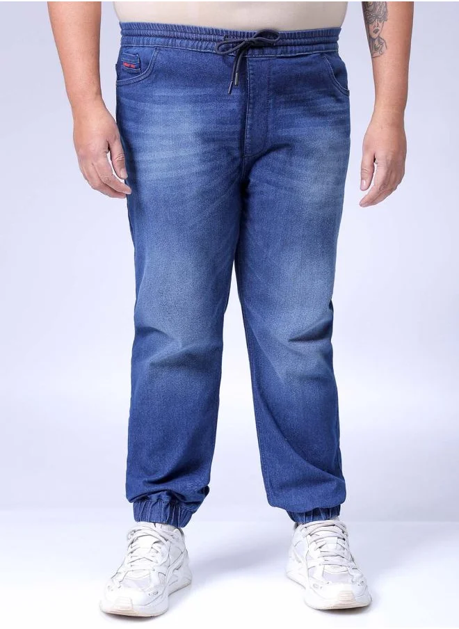 HARDSODA Men Plus Size Slim Fit Solid Mid-Rise Stretchable Denim Joggers
