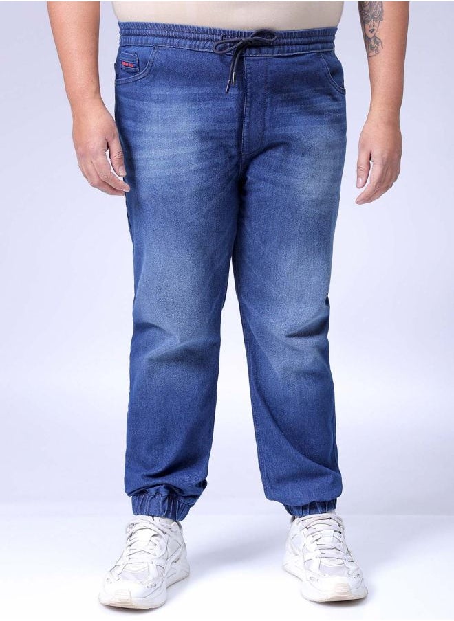 HARDSODA Men Plus Size Slim Fit Solid Mid-Rise Stretchable Denim Joggers  - Image 1