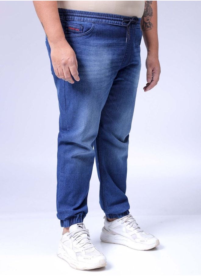HARDSODA Men Plus Size Slim Fit Solid Mid-Rise Stretchable Denim Joggers  - Image 4
