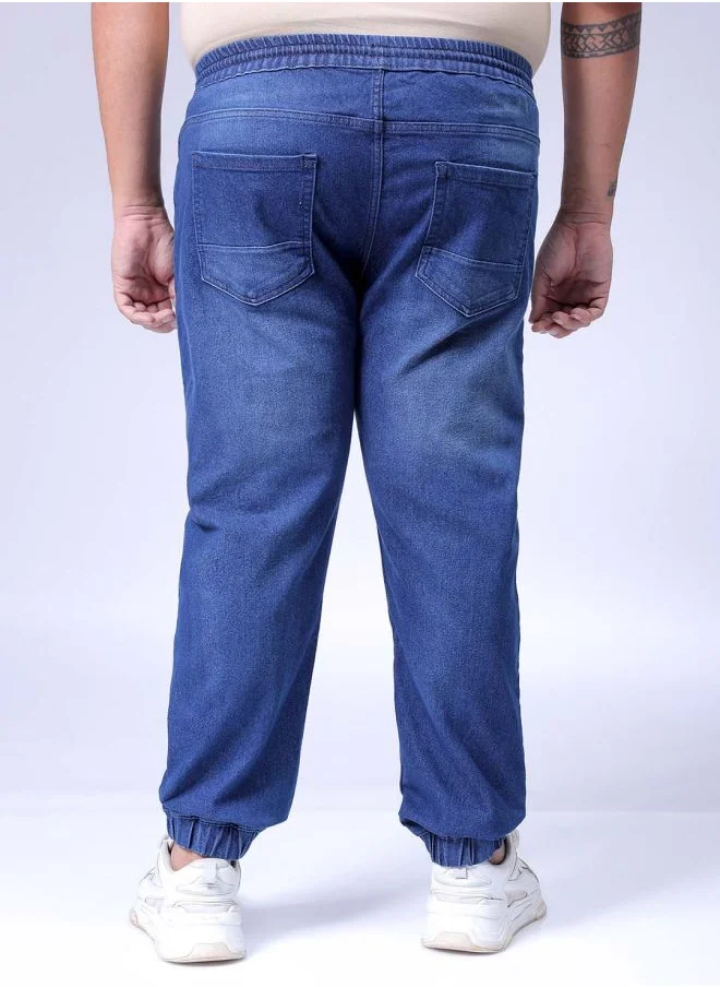 HARDSODA Men Plus Size Slim Fit Solid Mid-Rise Stretchable Denim Joggers