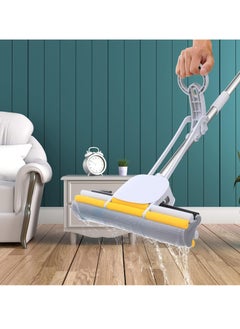 KASTWAVE Sponge Mops 49" Long Handle 15" Head with 2 Pads, Self-Squeeze Sponge Mops, Strong Absorbent Sponge Mop, Hand Mop, for Floor Cleaning Squeeze with Wringer  - Image 3