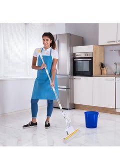 KASTWAVE Sponge Mops 49" Long Handle 15" Head with 2 Pads, Self-Squeeze Sponge Mops, Strong Absorbent Sponge Mop, Hand Mop, for Floor Cleaning Squeeze with Wringer  - Image 5
