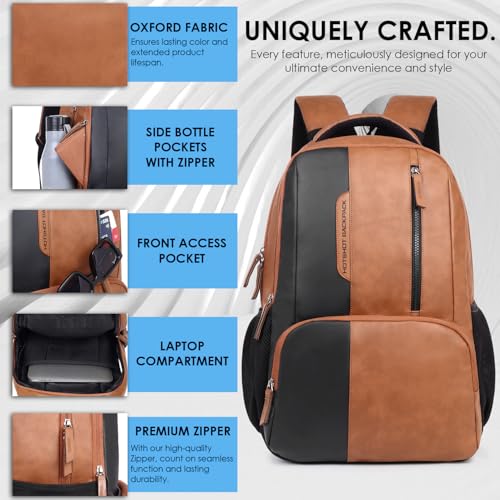 HOT SHOT BAGS VINTAGE SERIES 1396 32L FAUX LEATHER WATER RESISTANT Trolly sleeve LAPTOP BACKPACK | OFFICE BACKPACK | COLLEGE BACKPACK - Image 3
