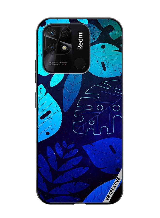 VR CREATIVE Protective Case Cover For Xiaomi Redmi 10C Blue Tropical Leaves Design Multicolour - Image 1