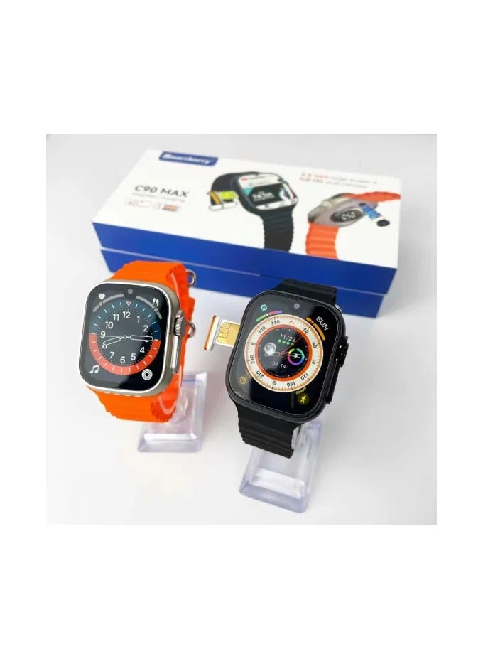 C90 max Smart Watch 4G Network Android Smart Watch 3 Pairs Strap with Support Mobile SIM Card with Google Play Support for All Apps as a Mobile Phone in Your Hand+2 cameras for taking pictures - Image 2