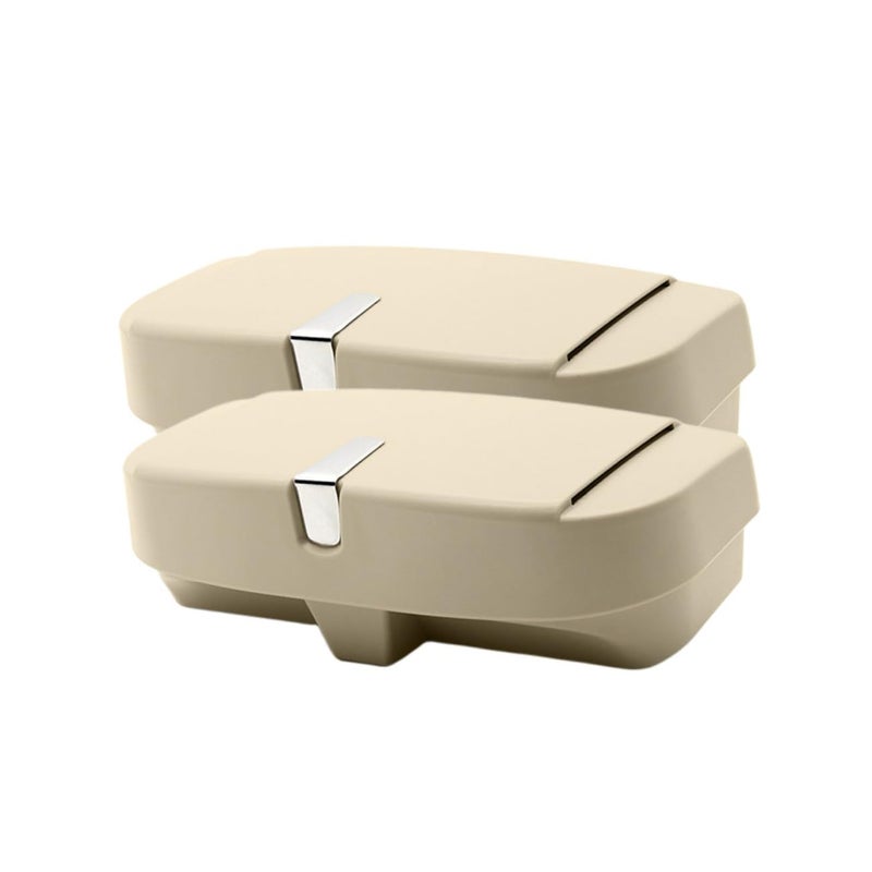 Magnetic Car Sunglass Holder Case Beige Easy Install Durable Storage Box - Image 2