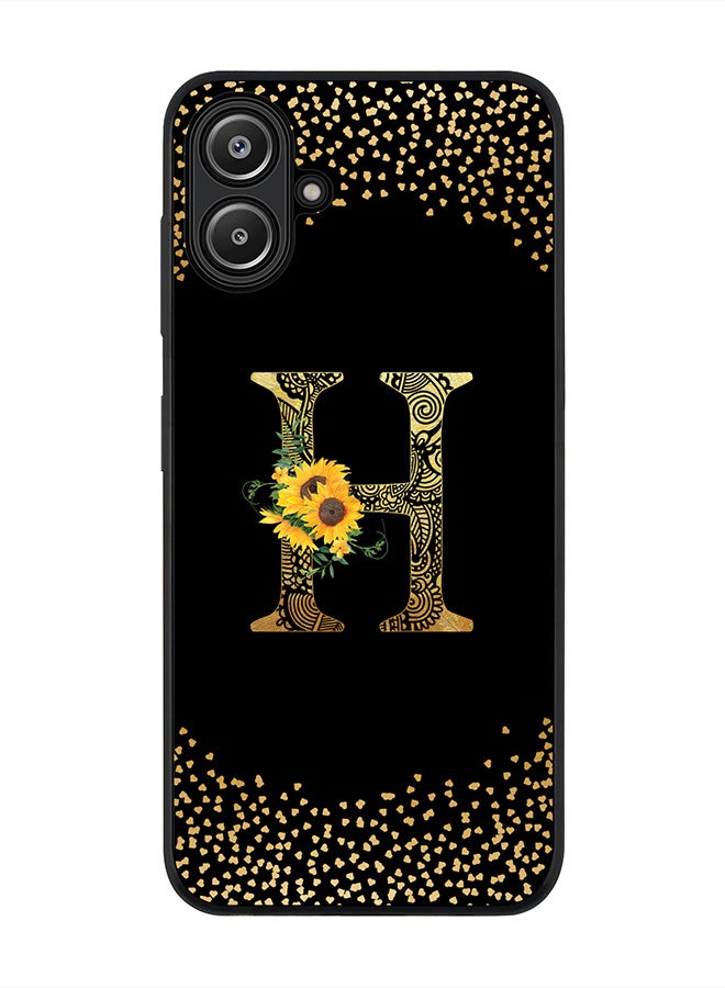 Stylizedd For Samsung Galaxy A06 Case,Slim fit Camera Protection, Shockproof Thin Phone cover - Custom Floral Monogram - H ( Black ) - Image 1