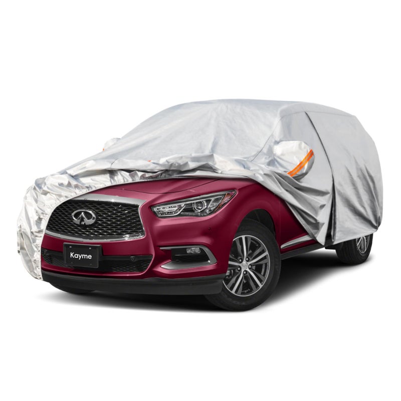 Kayme 6 Layers SUV Car Cover Custom Fit for Infiniti QX6020132025 Waterproof All Weather for Automobiles Outdoor Full Cover Rain Sun UV ProtectionSilver
