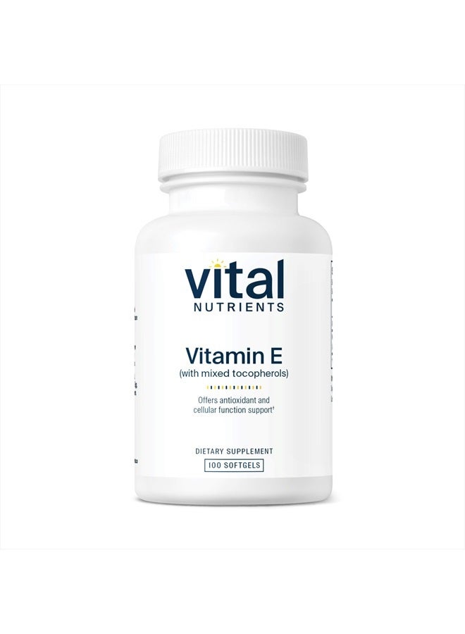 Vital Nutrients Vitamin E with Mixed Tocopherols | Potent Antioxidant Supplement to Support Cardiovascular Health* | Gluten and Dairy Free | 100 Softgels - Image 1