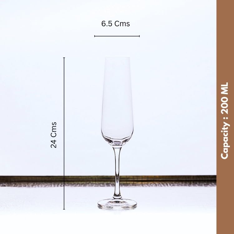 SIGNATURE HOME DECOR STUDIO SIGNATURE HOME DECOR STUDIO Bohemia Pure Crystal Strix Champagne Flutes Set of 6 200 ML Perfect for Weddings Parties Special Occasions Lightweight Dishwasher Safe Durable - Image 4