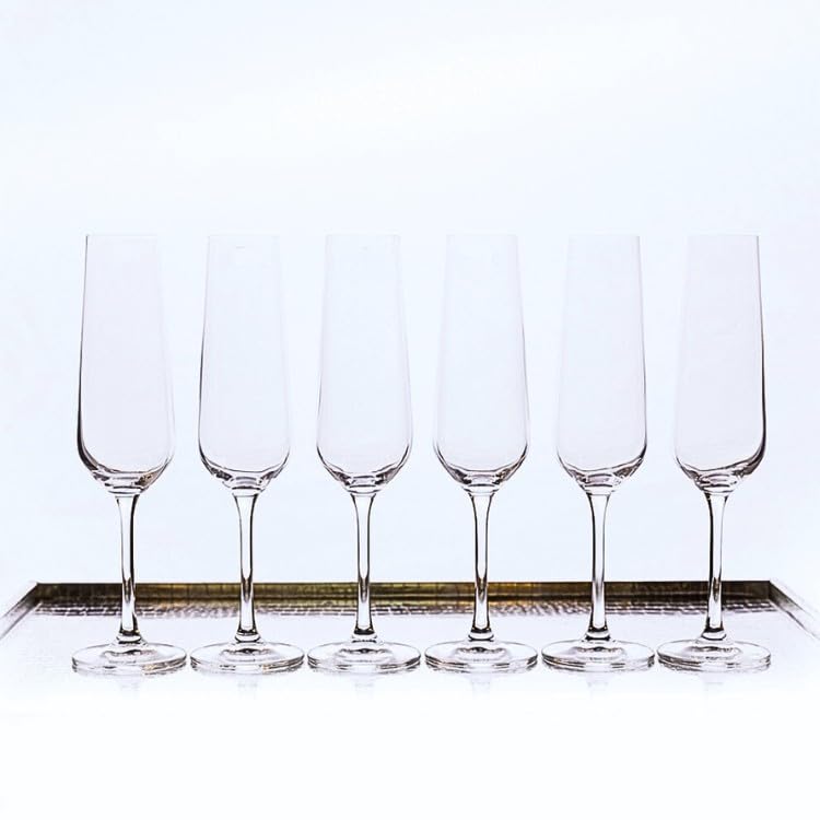 SIGNATURE HOME DECOR STUDIO SIGNATURE HOME DECOR STUDIO Bohemia Pure Crystal Strix Champagne Flutes Set of 6 200 ML Perfect for Weddings Parties Special Occasions Lightweight Dishwasher Safe Durable - Image 3