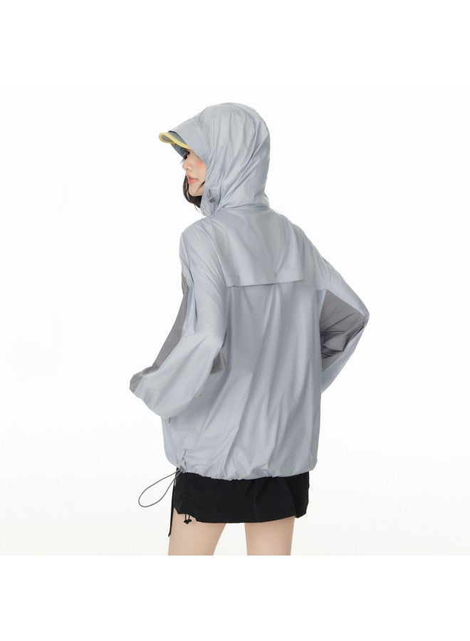 EPTISON women's Sun Protection Shirt - 2025 Summer New Loose Fit Color-blocking Hooded Casual Outdoor Thin Jacket - Image 5