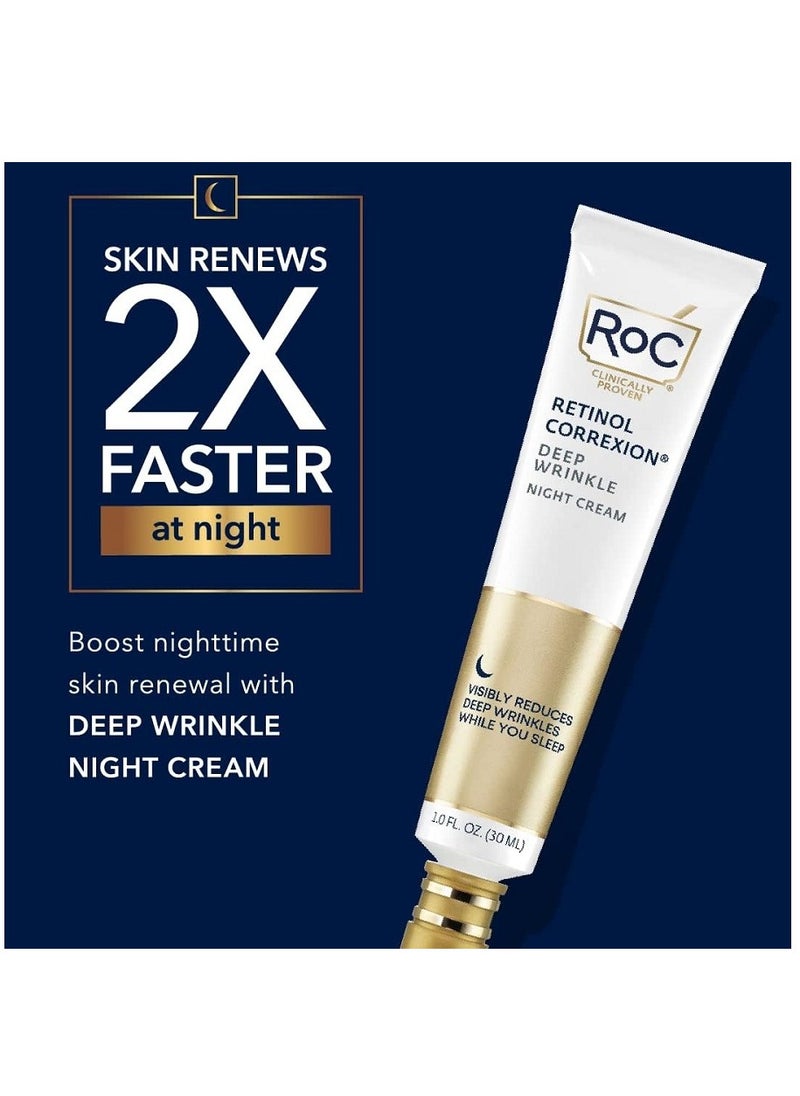 RoC - RoC Retinol Correxion Deep Wrinkle Anti-Aging Night Cream Daily Face Moisturizer with Shea Butter Glycolic Acid and Squalane Skin Care Treatment 1 Ounce - Image 1
