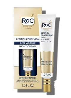 RoC Retinol Correxion Deep Wrinkle Anti-Aging Night Cream Daily Face Moisturizer with Shea Butter Glycolic Acid and Squalane Skin Care Treatment 1 Ounce