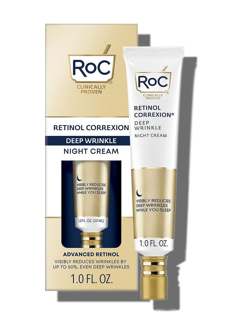 RoC - RoC Retinol Correxion Deep Wrinkle Anti-Aging Night Cream Daily Face Moisturizer with Shea Butter Glycolic Acid and Squalane Skin Care Treatment 1 Ounce - Image 1