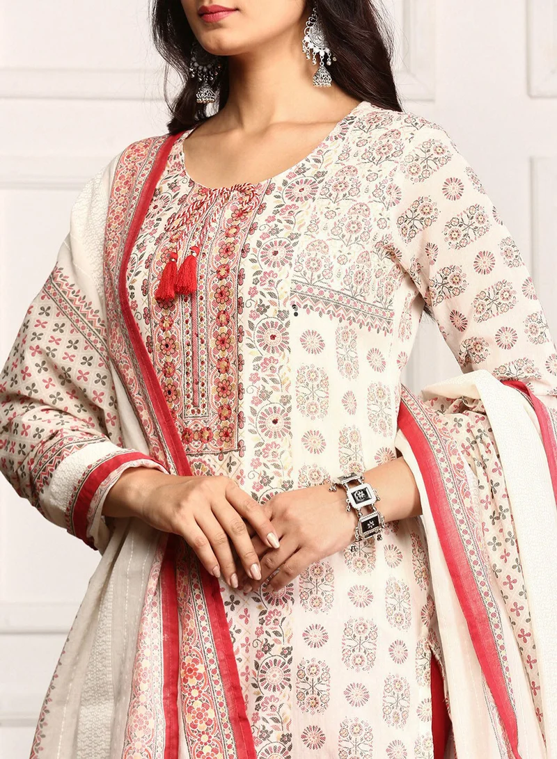 آي شين طقم كورتا نسائي مطبوع قطن 1% متعدد الألوان بقصة مستقيمة