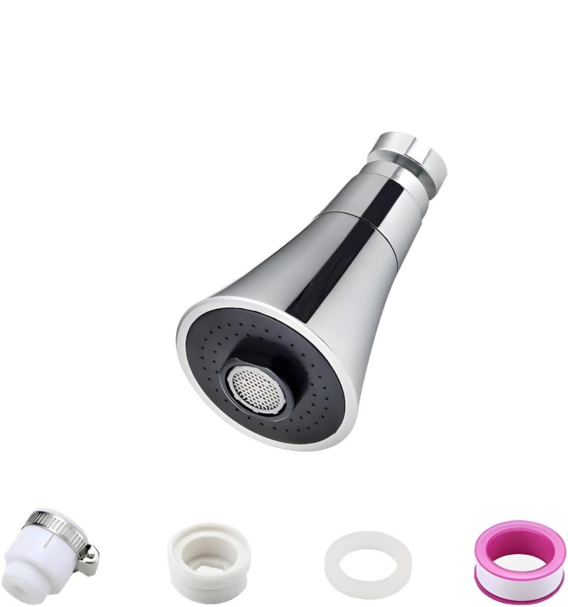 Dhyankeshwer Kitchen Water Faucet Aerator 3 Modes Universal Adjustable Splash Bubbler Water Saving Filter Shower Head Nozzle Tap Connector Faucet E Long Silver FAUCET_F head - Image 1