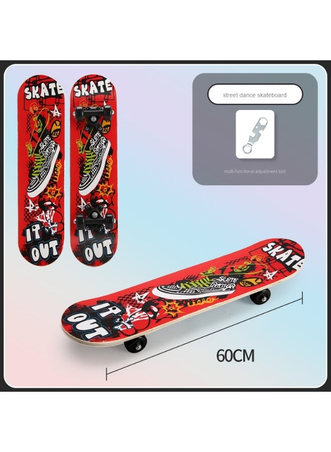 Kids Beginner Skateboard - Professional Double Kick Cruiser for Boys and Girls Ages 6-12 