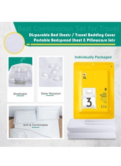 Super ZYouth 3pcs Disposable Bed Sheets for Travel, Portable Disposable Bedding Set with Bed Sheet*1/Quilt Cover*1/Pillowcases*1 Disposable Bed Sheets  - Image 2