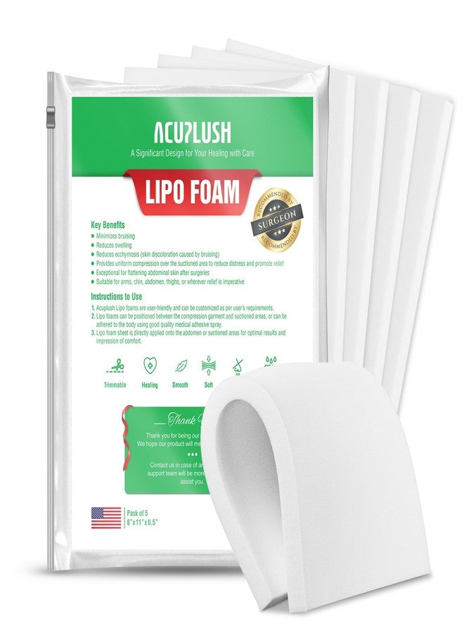 ACUPLUSH 5 Pack Lipo Foam Pads - Post Surgery Ab Board for Liposuction Recovery, Flattening Abdominal Compression Garments for Tummy Tuck Surgery (8” x 11” x 0.5”) - Image 1