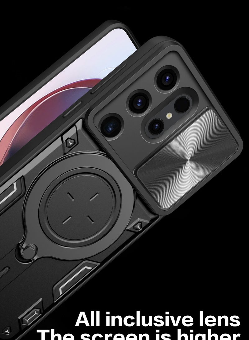 Samsung Galaxy S24 Ultra Mobile Phone Case Cover, Slide Camera Lens Cover, 360°Rotating Kickstand Ring, Bumper Shockproof Phone Case，Compatible with Car Magnetic Mount - Image 5