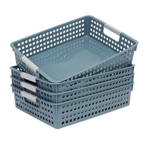 Soddeph A4 Paper Trays for Classroom with Grip Handles,Book Baskets for Library, Drawers, Office, Home,Desk,Turn in Trays Classroom Plastic Storage Baskets - Image 1