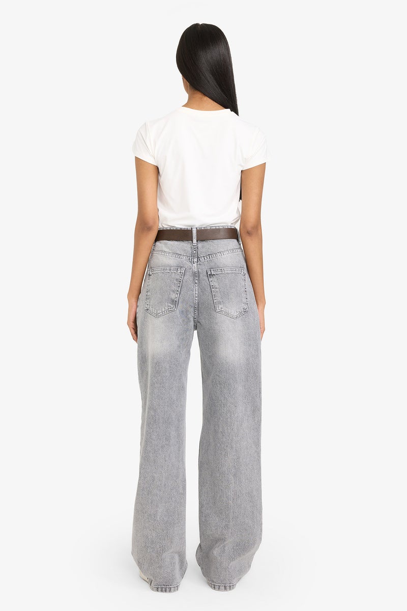 DeFacto Grey Woman 90's Wide Leg Jeans Casual - Image 5