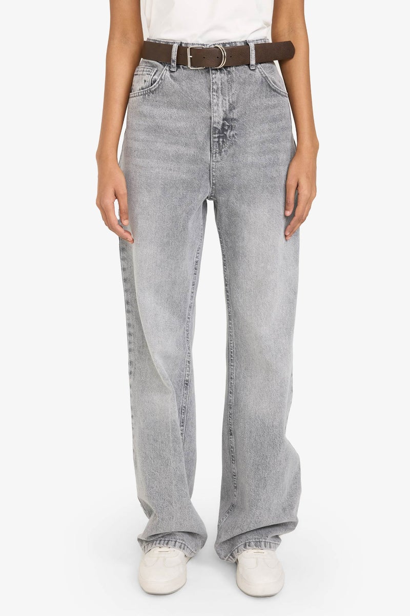 DeFacto Grey Woman 90's Wide Leg Jeans Casual - Image 3