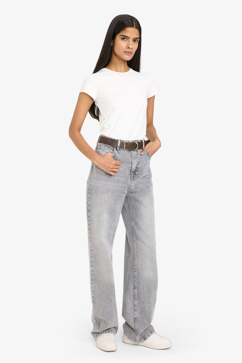 DeFacto Grey Woman 90's Wide Leg Jeans Casual - Image 2