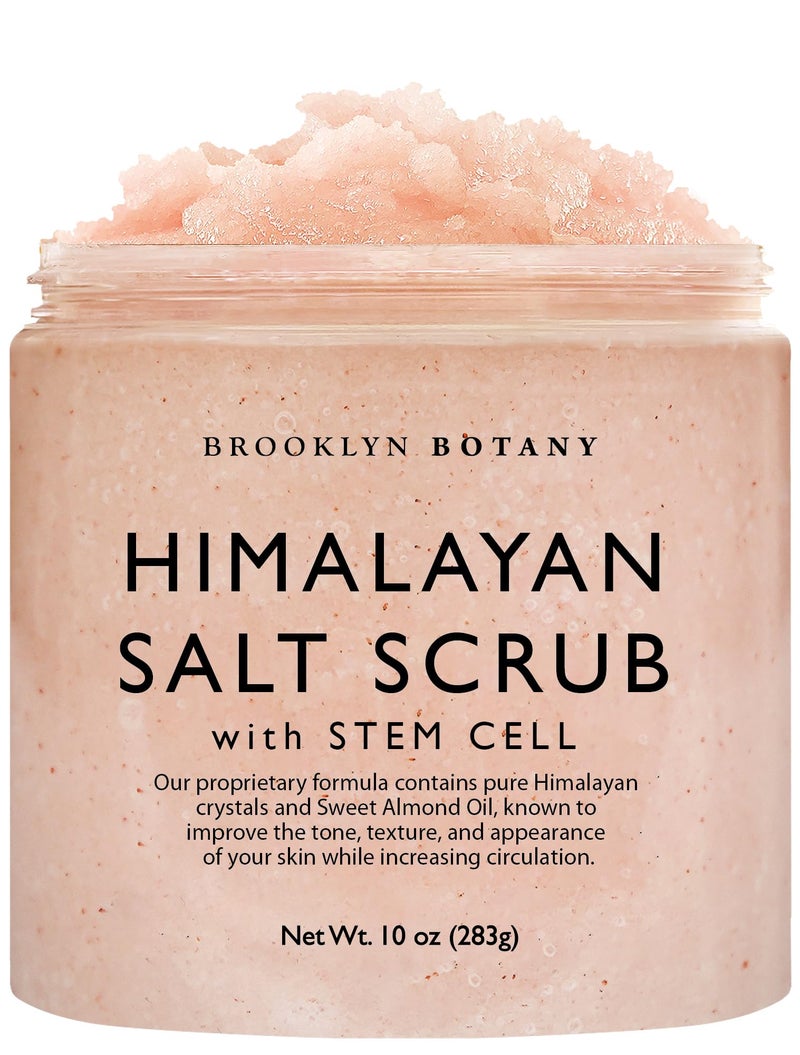 Brooklyn Botany Himalayan Salt & Stem Cell Body Scrub - Moisturizing and Exfoliating Body, Face, Hand, Foot Scrub - Fights Stretch Marks, Fine Lines, Wrinkles - Great Gifts for Women & Men - 10 oz - Image 1