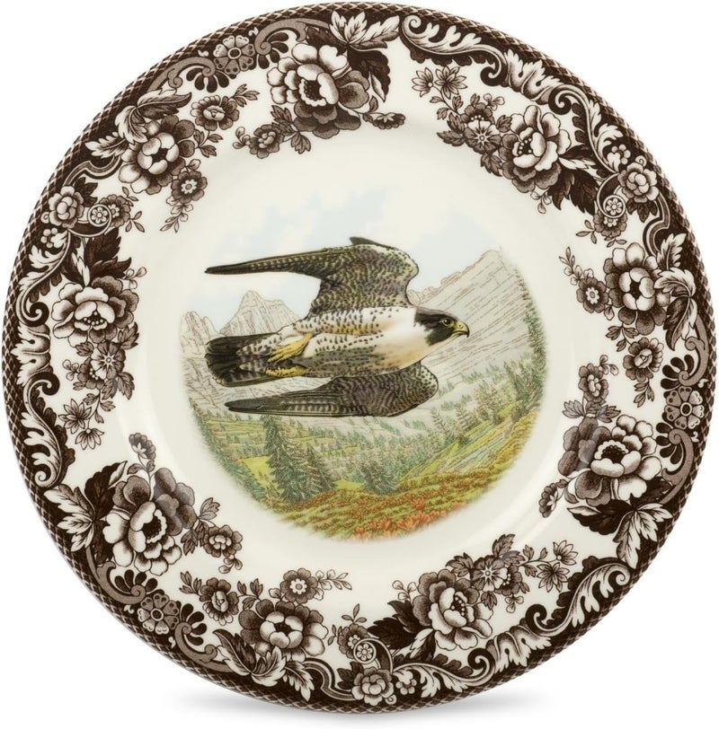 Spode Woodland Dinner Plate Birds of Prey  105 Inch  Hunting Cabin Lodge Birding and Cottage Dcor  Made in England from Fine Earthenware  Microwave and Dishwasher Safe Peregrine Falcon