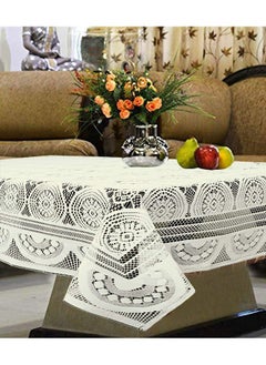 Kuber Industries Kuber Industries Exclusive Table Cloth|Cotton Center Table cover|Table Sheet For dining, Party, Events|Finest Cotton & Washable|Indoor And Outdoor Use "60 x 40" (Cream)  - Image 4