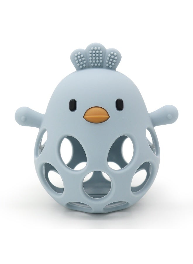 Mini Treasures BPA Free Silicone Baby Chicken Teething Toys| Baby Hand Teether Mitten for Sucking Needs| Baby Chew Toys Hand Pacifier for Soothing Teething Pain Relief - Blue - Image 1