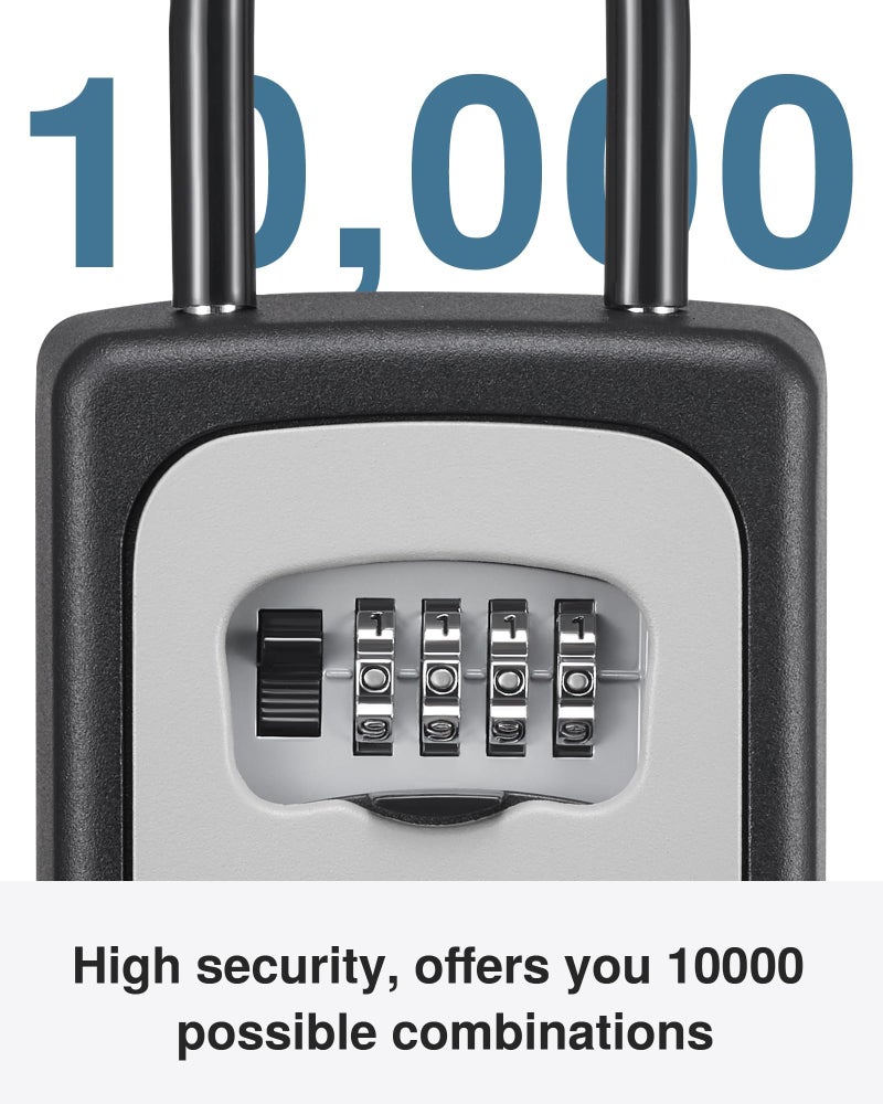 Puroma Lock Box, Large Key Lock Box Resettable Combination Code Lockbox, Portable Wall Mount Lockbox Security Safe Box for Outside Outdoor Home Office Door Handle House Key, Gray (1 Pack) - Image 4