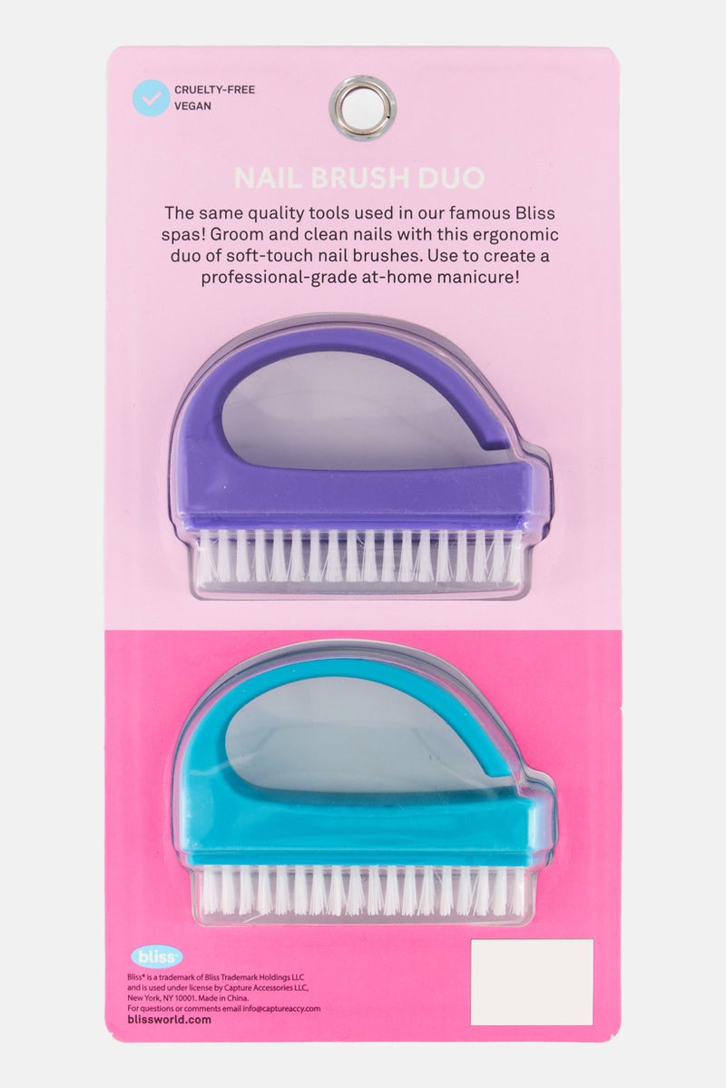 BLISS 2 Pieces Nail Brush Set, Multicolor - Image 2
